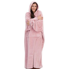 THE COMFY Dream Long | Bodenlanges leichtes Mikrofaser Fleece tragbares Blanket, Übergröße mit Kapuze und Tasche