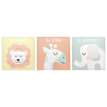 tiny ideas Opere d'arte su tela con animali pastello - Affermazioni postive Genere neutro Decorazione da parete per la cameretta dei bambini Rega