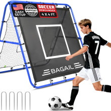 BAGAIL Soccer Rebounder Net 4 x 4 Ft Pitch Back Baseball Softball Rebounder Angle Adjustable Rebound Net for Control Passing Practice Easy Setup