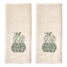 SKL Home Automne/Automne/Action de grces Citrouille 100 % coton brod 2 pices Ensemble de serviettes dcoratives pour bain/cuisine/bar et cadea