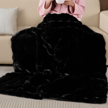 ORINOVA Faux Fur Black Thick Soft Throw Blanket 60X80 for Bed Couch Gift Office Chair Bunny Faux Rabbit Fur Blanket Decorative Warm Throw Blanket 860