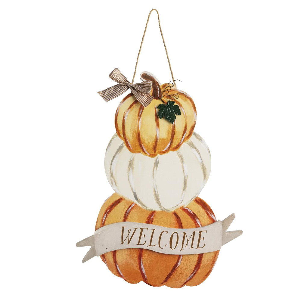 Thanksgiving Pumpkin Stack Door Hanger Mud Pie