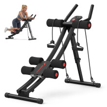 MERACH Ab Machine Verstelbare Ab Trainer Machine Ab Trainingsapparatuur voor Thuisgymnastiek Ergonomische Arc Track voor betere buikspieren Opvouwbar