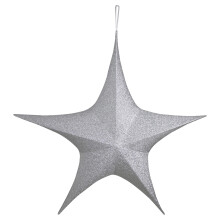 Dcoration de Nol extrieure en forme d'toile scintillante pliable en guirlande argente - 44 po - Argent