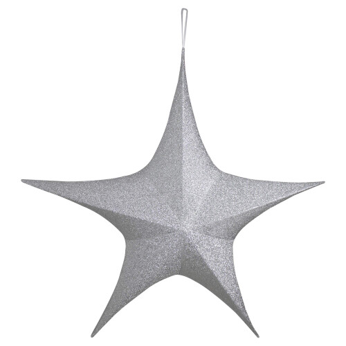 Silver Tinsel Vikbar Glitter Star Utomhus juldekoration - 44"""" - Silver 1