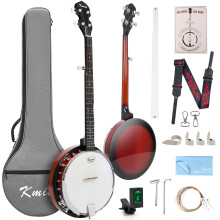 Kmise Banjo 5 String Banjos Professional Full Size 38 Inch Open or Closed Back With Resonator Bridge Strings Pack Finger Picks Strap Case Tuner