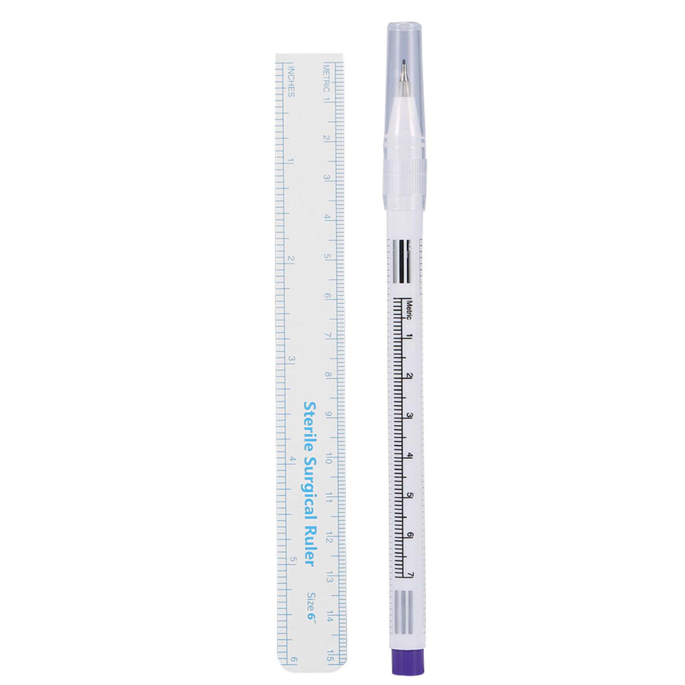 White Surgical Piercing Skin Marker Pen With Ruler 0.5Mm Handle