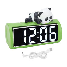 (Green) Digitaler Wecker Cartoon-Panda Schreibtischuhr Khaki