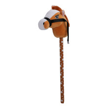 (Light Brown) Stick Horse Plush Neighing Galloping Pony Riding Toy Light Brown