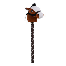 (Dark Brown with Black Hair) Stick Horse Plush Neighing Galloping Pony Riding Toy Light Brown