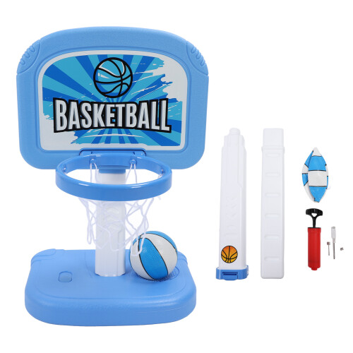 Set gioco canestro piscina regolabile con 2 palline e pompa