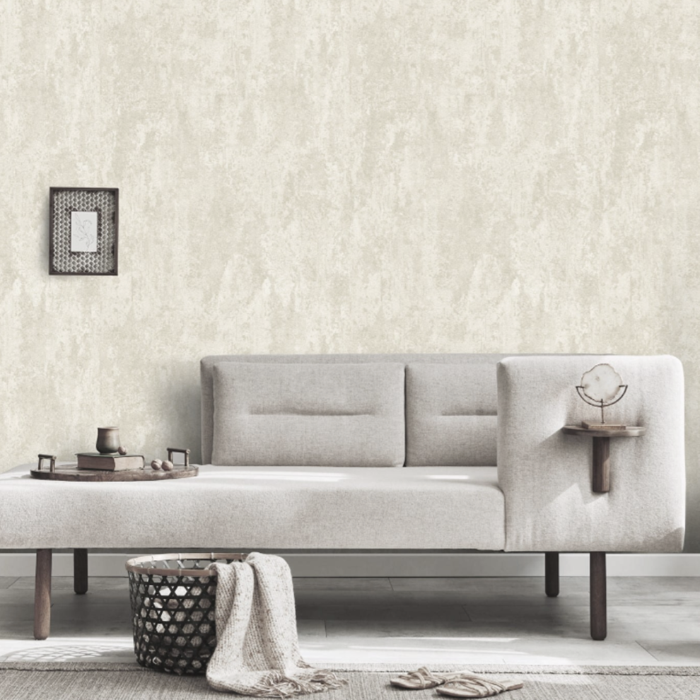 Cream Concrete Effect Wallpaper Silver Metallic 5061103676580