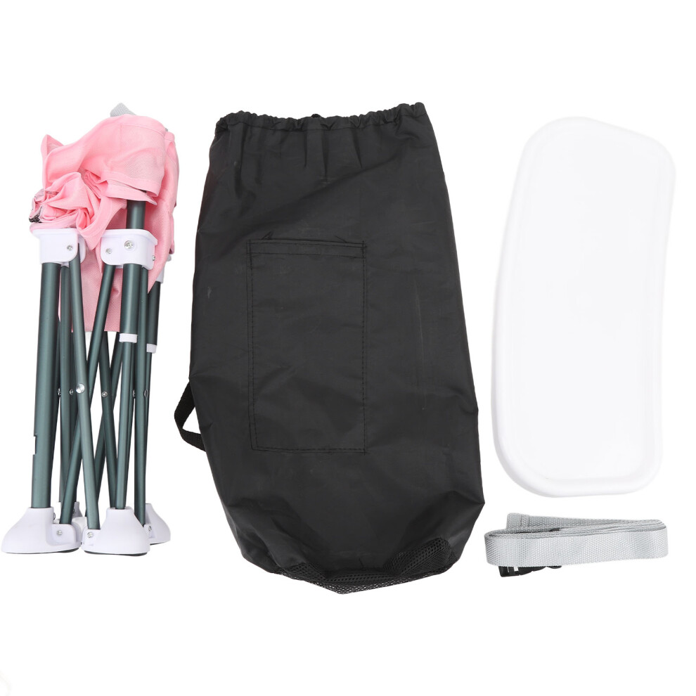 (Pink) Portable Folding Baby Seat Outdoor Feeding Chair Camping Beach Gray