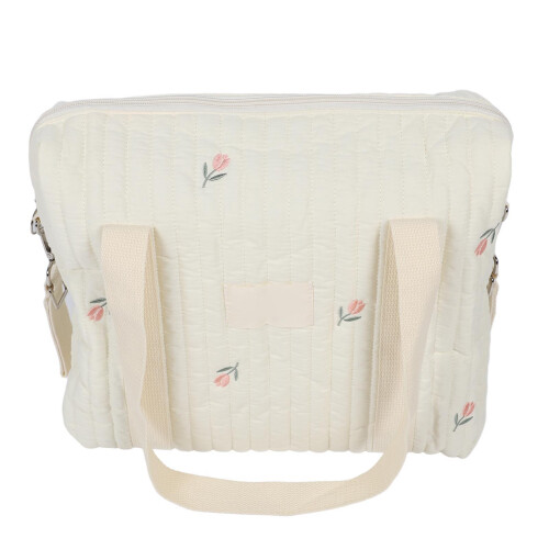 (Beige Flower) Baby Buggy Beutel Groß Baumwolle Beige