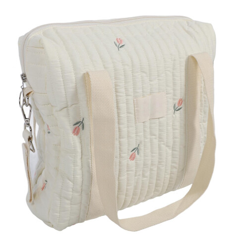 (Beige Flower) Baby Buggy Beutel Groß Baumwolle Beige 1