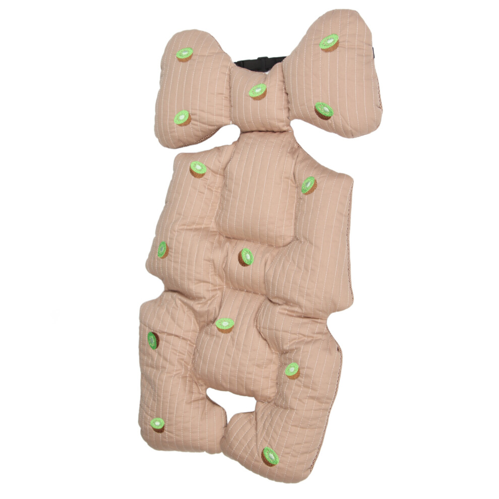 (Khaki Embroidery) Baby Seat Pad Soft Breathable Removable Stroller High Chair Light Gray