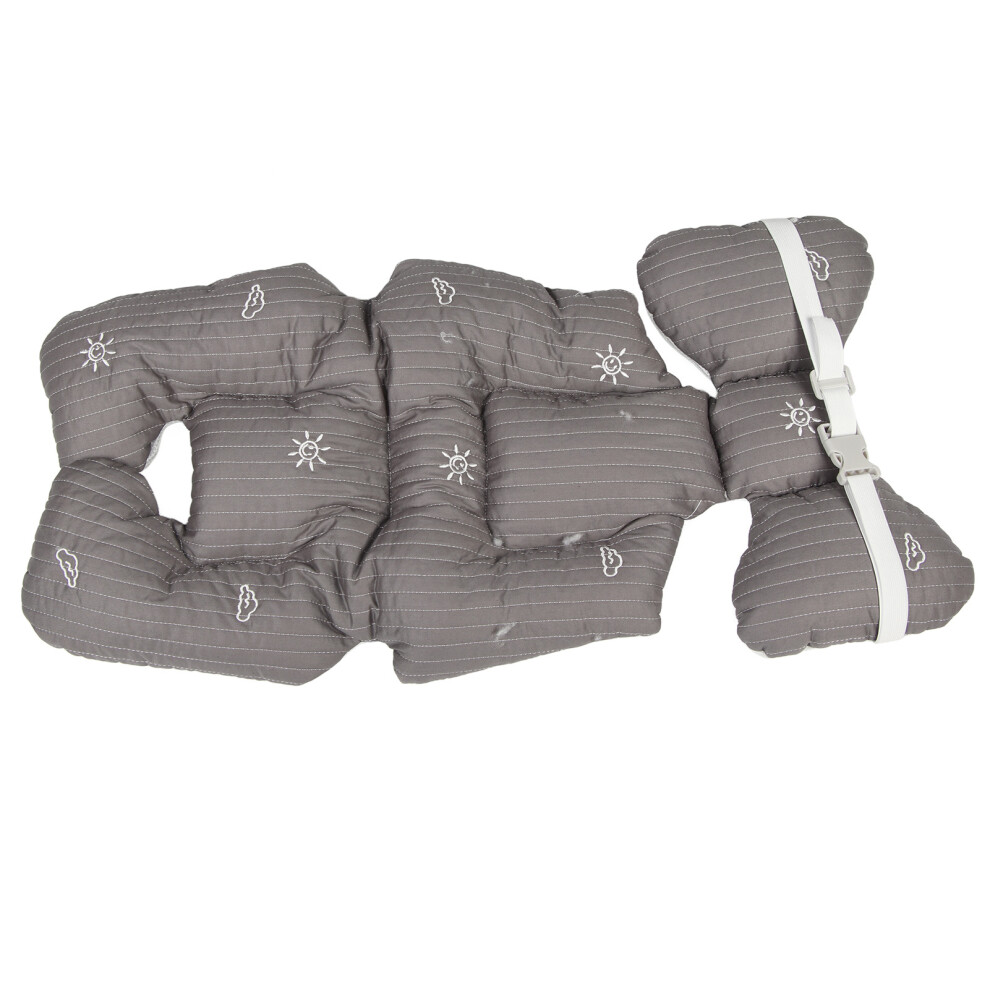 (Light Gray Embroidery) Baby Seat Pad Soft Breathable Removable Stroller High Chair Light Gray