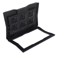 Tragbarer Aluminium 6-Lüfter Laptop-Kühlerstand, verstellbar & leise, schwarz