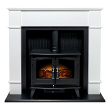 Adam Oxford Stove Suite in Pure White with Woodhouse Electric Stove, 48 Inch