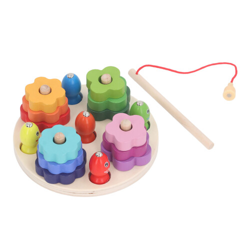 Gioco Pesca Magnetico Legno 2in1 Puzzle Colori