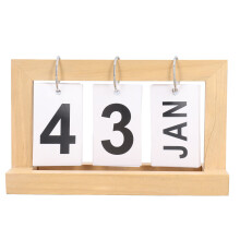 (Wood Color) Stehender Flip-Wooden-Kalender im nordischen Vintage-Stil