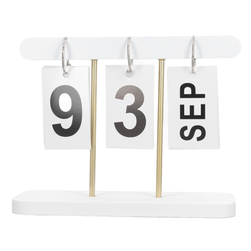 (White) Wiederverwendbarer stehender Flip-Kalender schwarz 1