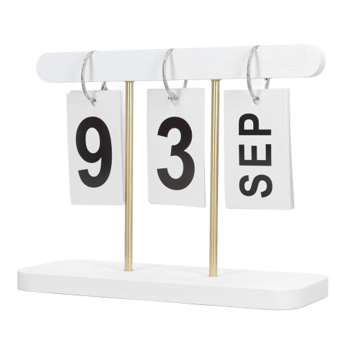 (White) Wiederverwendbarer stehender Flip-Kalender schwarz 2