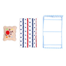 (Stripe Pattern) 1:12 Miniature Bed Metal Mattress Dollhouse Blue Flower Pattern