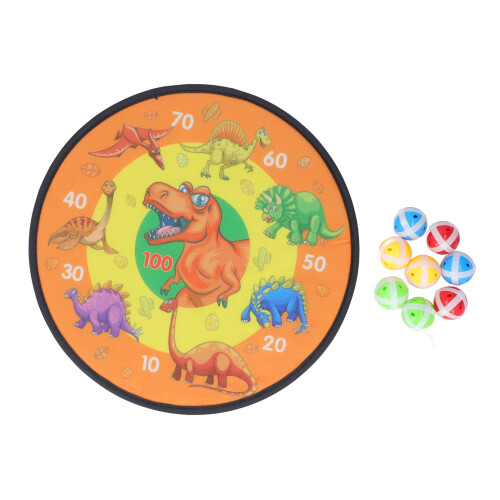 Doppelseitiges Dartschild mit 8 Bällen, Dino-Design