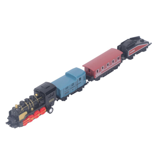 (Black) Vintage Alloy Pull-Back Steam Train Red 2