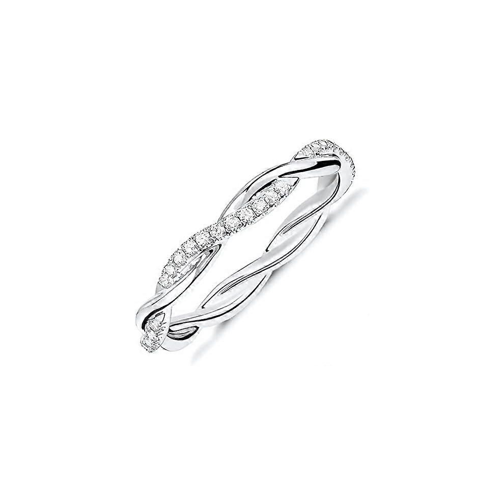 Kikidex (As Show, One Size) 14K Plated Cubic Zirconia Twisted Rope Eternity Band For Women Gold