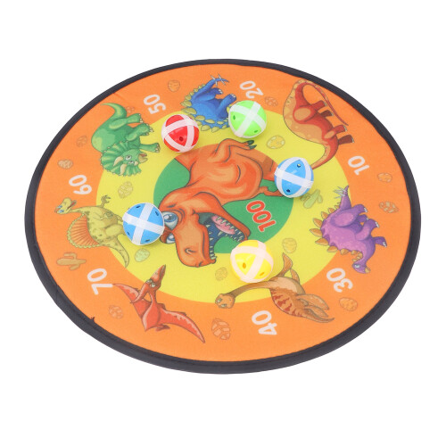 Doppelseitiges Dartschild mit 8 Bällen, Dino-Design 2