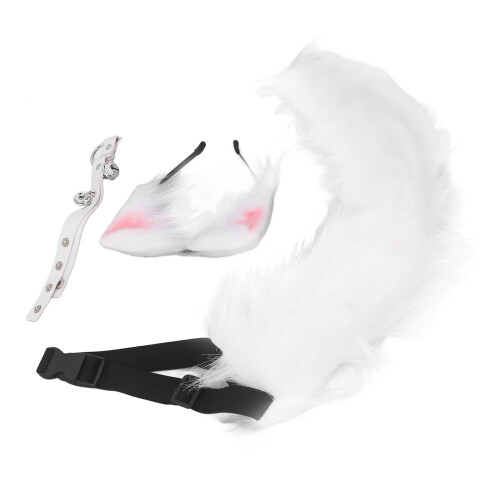 (White) Kat Oren Wolf Staart Cosplay Bont Haarclip Set 2
