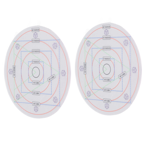 2pcs AOE Damage Template 20ft 15ft 10ft 5ft Radius Acrylic 2