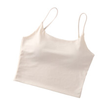 (Apricot Free Size) Spaghetti-Träger-Tanktop gepolstert Crop Aprikose One-Size