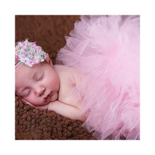 (Pink) Abito da foto neonato bianco soffice e carino