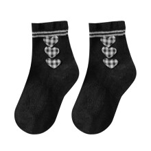 (XL 5‑8 Years Old 19‑21CM) Girls Non Skid Cotton Princess Heart Grid Socks 3-5 Years 14-16cm