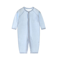 (80cm) Baby-Strampler dünne Baumwolle Knopf Schlafkleidung Sommer hellblau