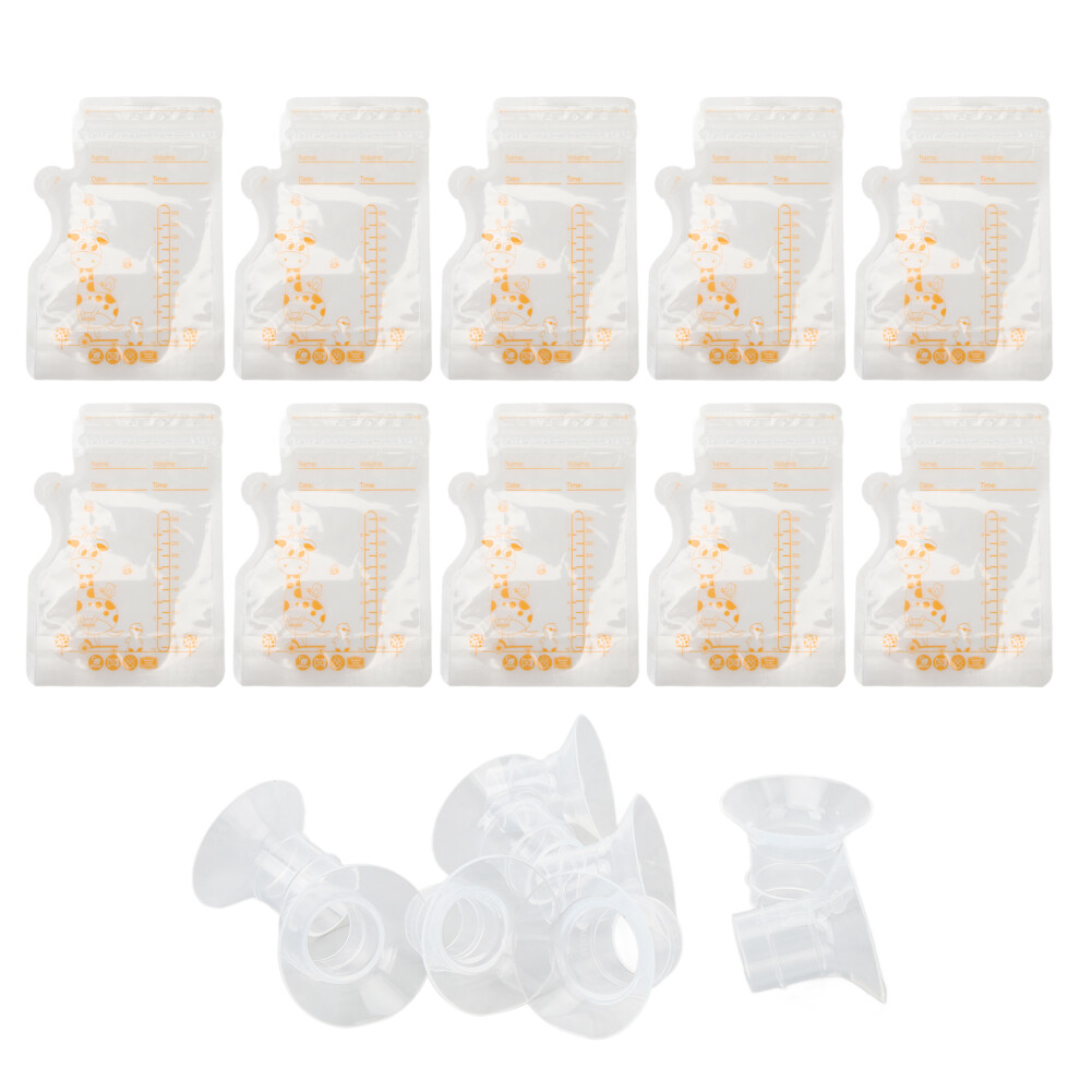 24mm/21mm/19mm Silicone Breast Pump Flange with 250ml Milk Bag