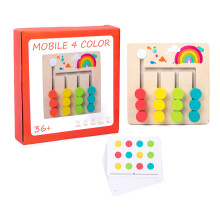(Four Color Walking Chess) Holz-Spielbrett Vier-Farben-Lernspiel Logiktraining