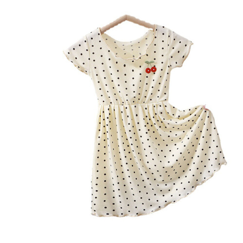Mädchenkleid kurzarm Punkte Rüschen Rundhals Sommer Party