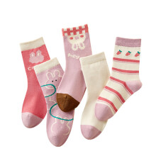 (S(1‑3 Years Old)) Children Mid Calf Socks Bunny Pattern Soft Breathable Pink S(1-3)