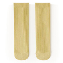 (Yellow Free Size) Kids Stacked Socks Pure Color Soft Comfortable Taro Purple