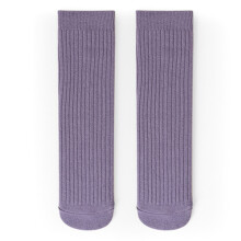 (Taro Purple Free Size) Kids Stacked Socks Pure Color Soft Comfortable Taro Purple