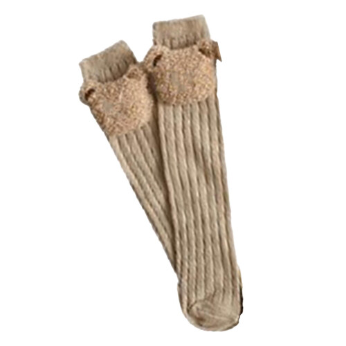 Babys Bär-Muster-Hochsocken Beige Baumwolle 2