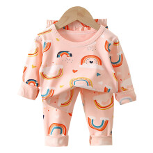 Baby Cotton Pajamas Set Elastic Waist Long Sleeve 2 Piece 90cm