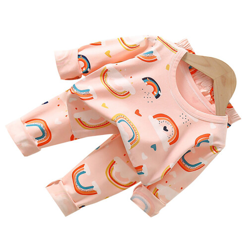 Baby-Baumwoll-Pyjama Set elastischer Bund Langarm 2-teilig 90cm 2