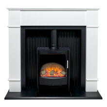Adam Oxford Stove Suite Pure White + Keston Electric Stove Black, 48"