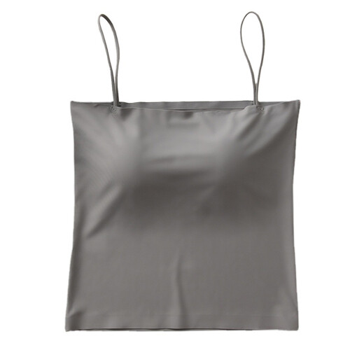 (Grey Free Size) White Seamless Cooling Spaghetti Strap Camisole