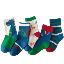(S) 5 Paar Kinder-Socken Baumwolle Dinosaurier mittelhoch M